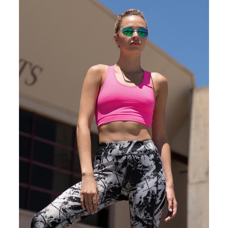 Women's workout cropped top - Neon Pink XS